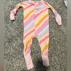 Magnetic Me Rainbow Stripe Footed One-Piece - Pink, Yellow, Orange, Blue, Purple